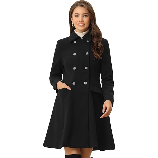 Amazon.com: Allegra K Stand Collar Coat for Women's Double